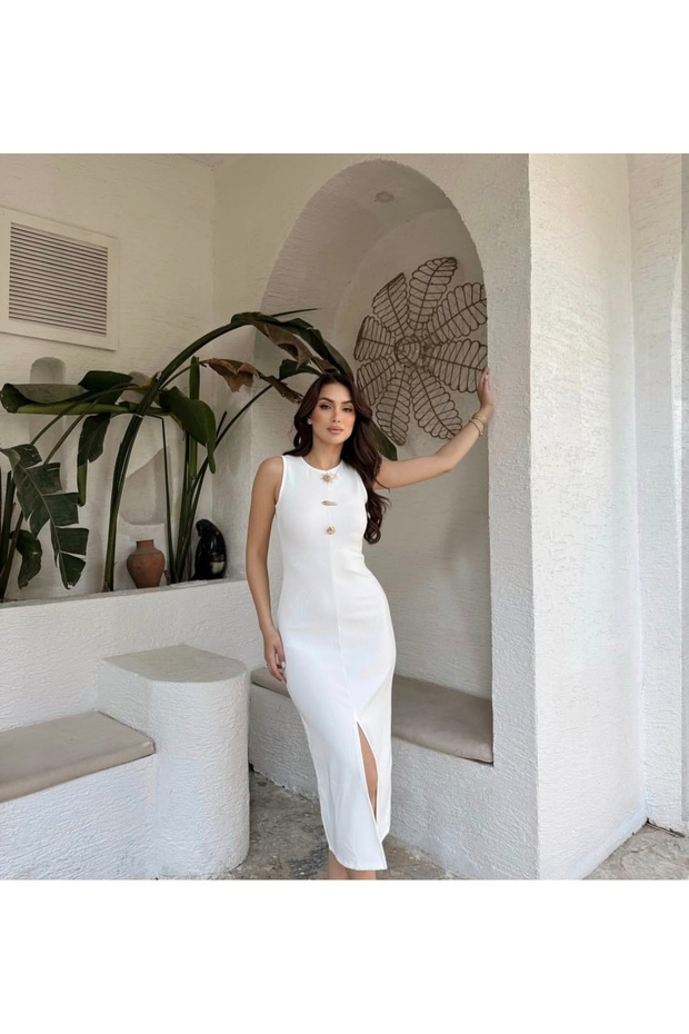 Yırtmaçlı elbise - 3