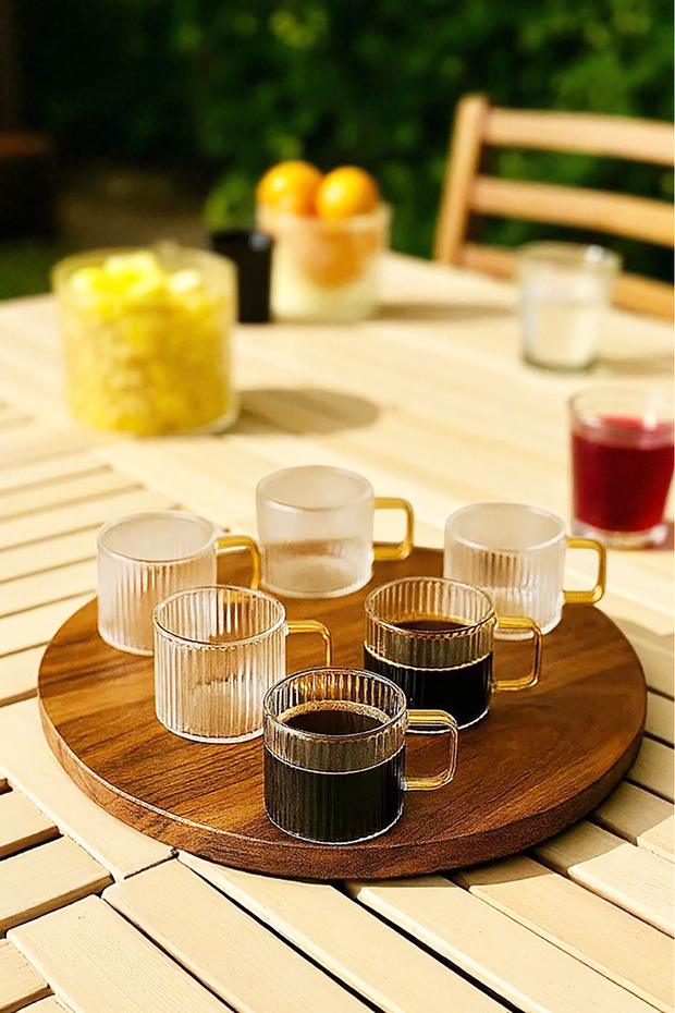 Clavera 6’lı Kulplu Cam Çay Kahve Espresso Bardak Fincan Seti 150 ml - 1