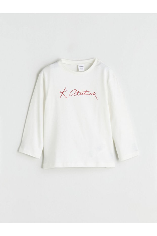 Peak New Season Crew Neck Ataturk Printed Girls' T-Shirt