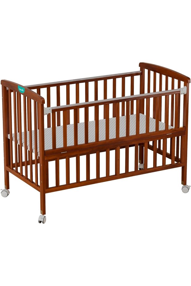 Wooden Portable Crib (129X69X96 cm), Golden Brown