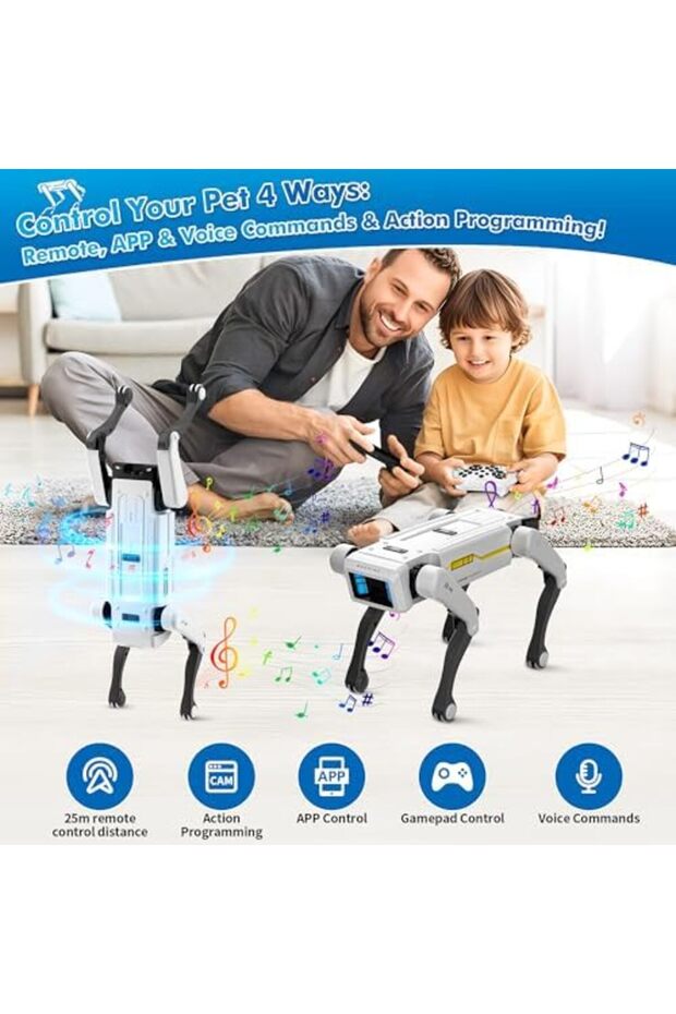 كلب روبوت ذكي - حيوان أليف تفاعلي STEM مع التحكم الصوتي، وأكثر من 30 إجراءً وبرمجة التطبيق، - 4