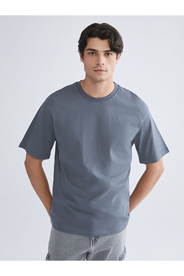 Rmz Gi̇yi̇m Farkiyla Zero Roba Collar Combed Cotton Men's T-Shirt