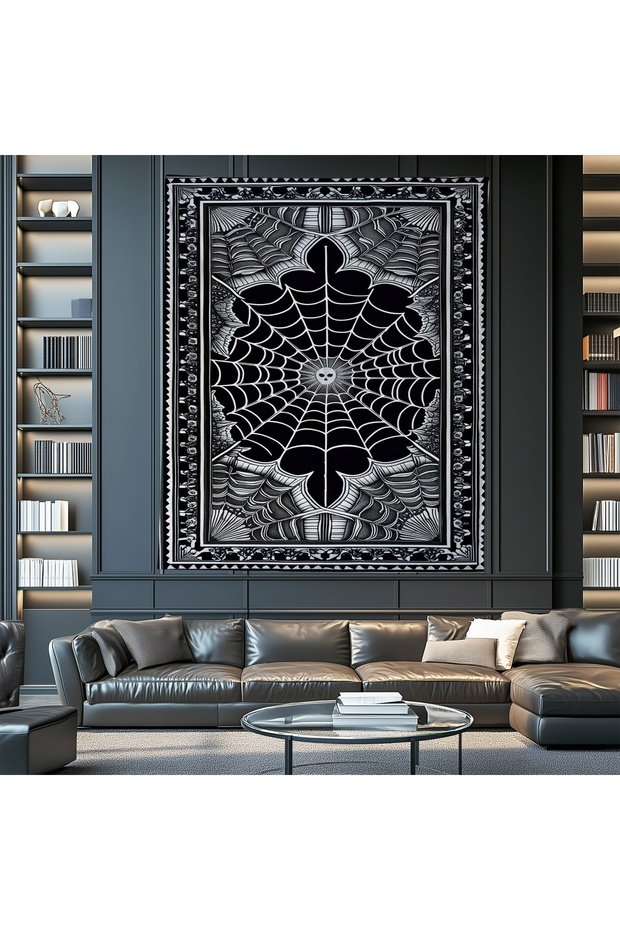 Örümcek Ağı Gotik Desenli Duvar Örtüsü Duvar Halısı Wall Tapestry - 4