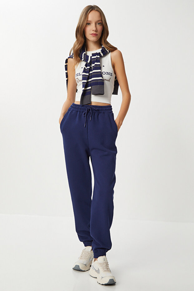 Şardonlu Jogger Örme Eşofman Altı LCR0099 LACİVERT - 2