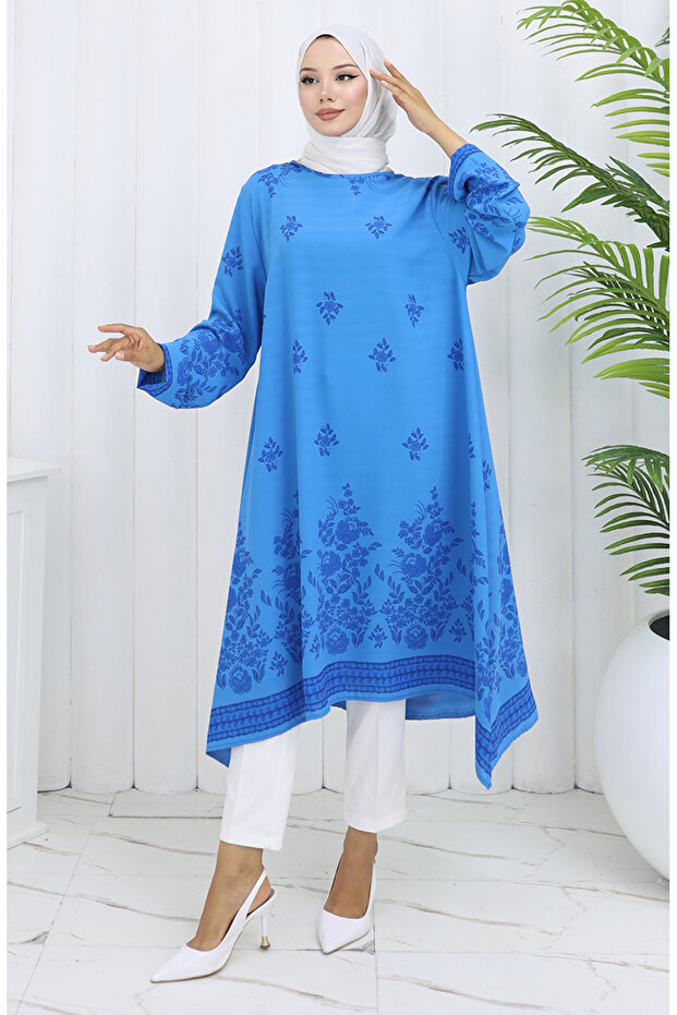 Patterned Tunic 1012-03 Blue - 2