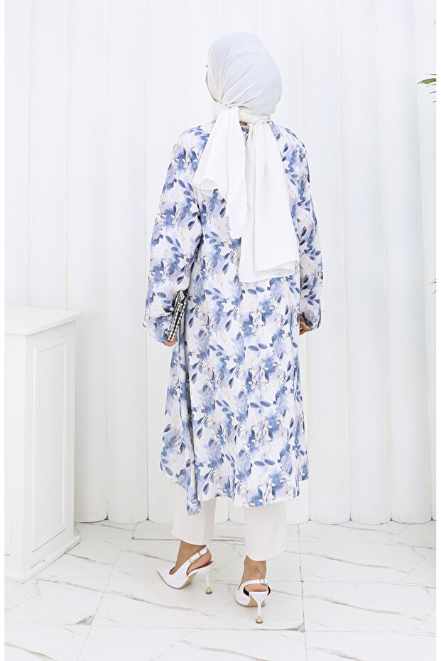 تونيك كريب منقوش 1014-04 أزرق - 5