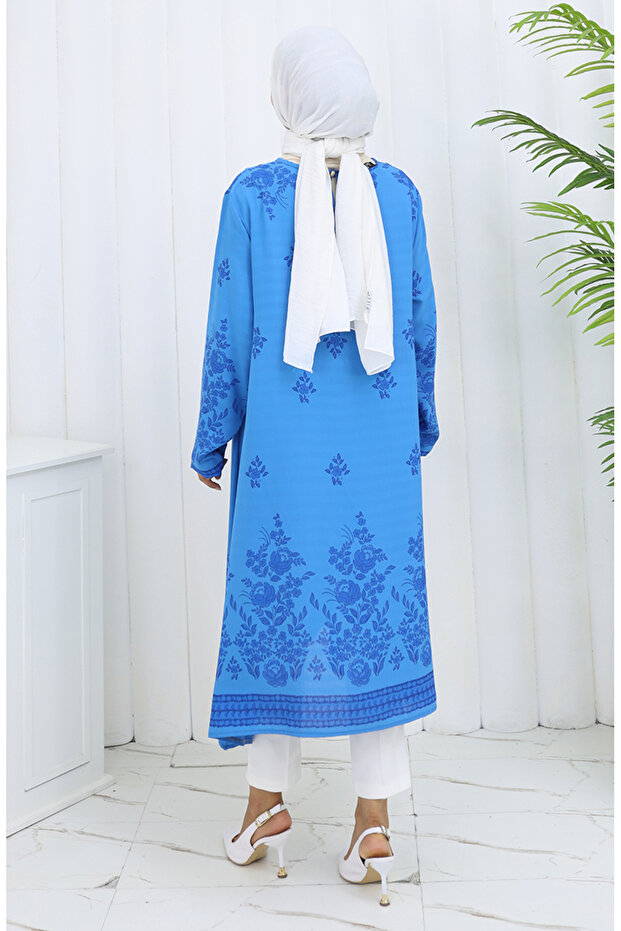 Patterned Tunic 1012-03 Blue - 5