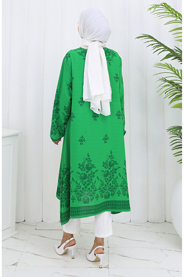 Patterned Tunic 1012-08 Emerald Green - 5