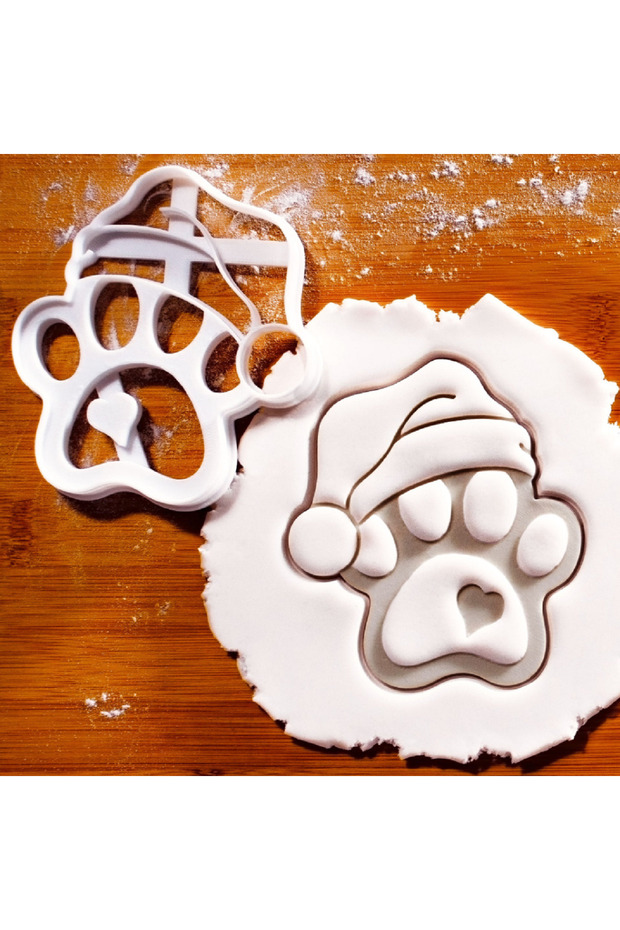 Dog Paw Cookie Cutter with Hat