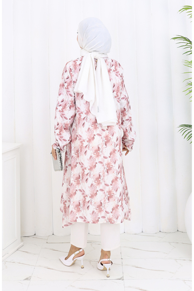 كريب مزخرف بنمط تونيك 1014-01 بني - 5