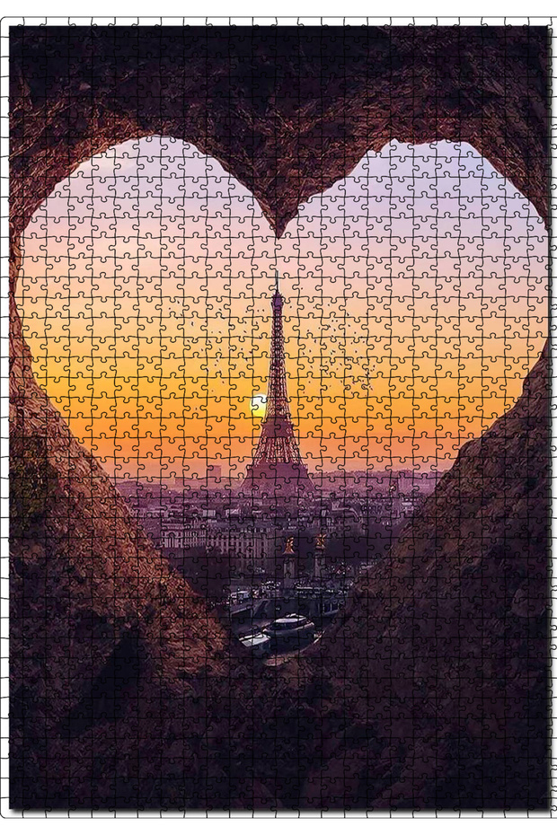 Cakasepetim Heart-Shaped Window View of the Eiffel Tower 1000 Piece Puzzle Jigsaw Mdf (Wood)