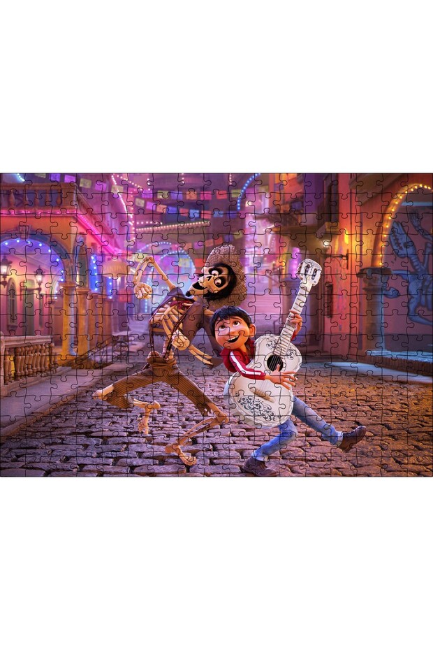 Cakasepetim Coco Guitarist Dancing with Child and Skeleton 120 Piece Puzzle Jigsaw Mdf (Wood)