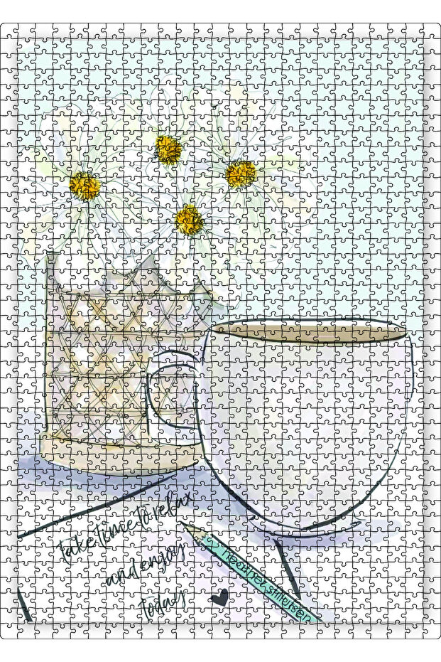Cakasepetim Flower Letter and Coffee 1000 Piece Puzzle Jigsaw Mdf (Wood)