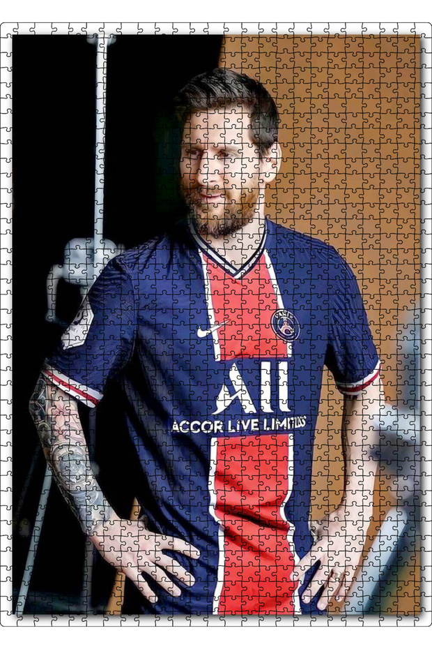 Cakasepetim Messi Psg Jersey with Football 1000 Piece Puzzle Jigsaw Mdf (Wood)