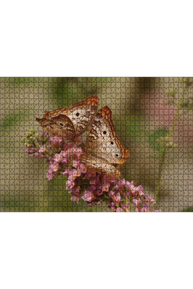 Cakasepetim Pink Flowers and a Pair of Butterflies 1000 Piece Puzzle Jigsaw Mdf (Wood)