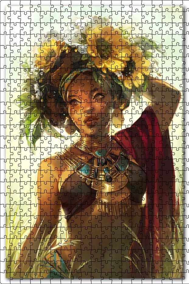 Cakasepetim African Beauty with Yellow and White Flowers in Her Hair 500 Piece Puzzle Jigsaw Mdf (Wood)