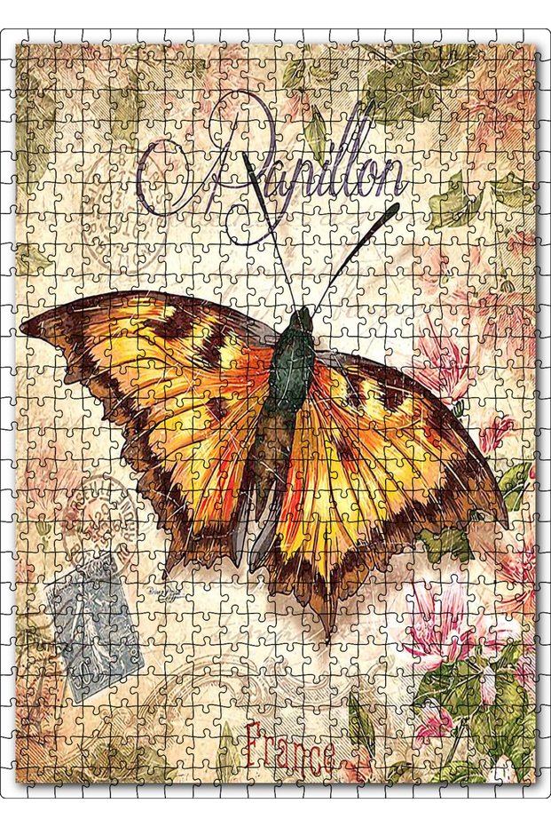 Cakasepetim France Letter Butterfly Image 500 Piece Puzzle Jigsaw Mdf (Wood)