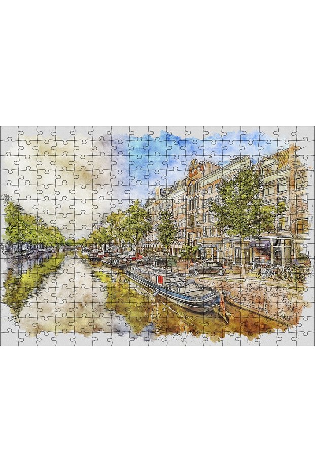 Cakasepetim Amsterdam Watercolor Painting 120 Piece Puzzle Jigsaw Puzzle Mdf (Wood)