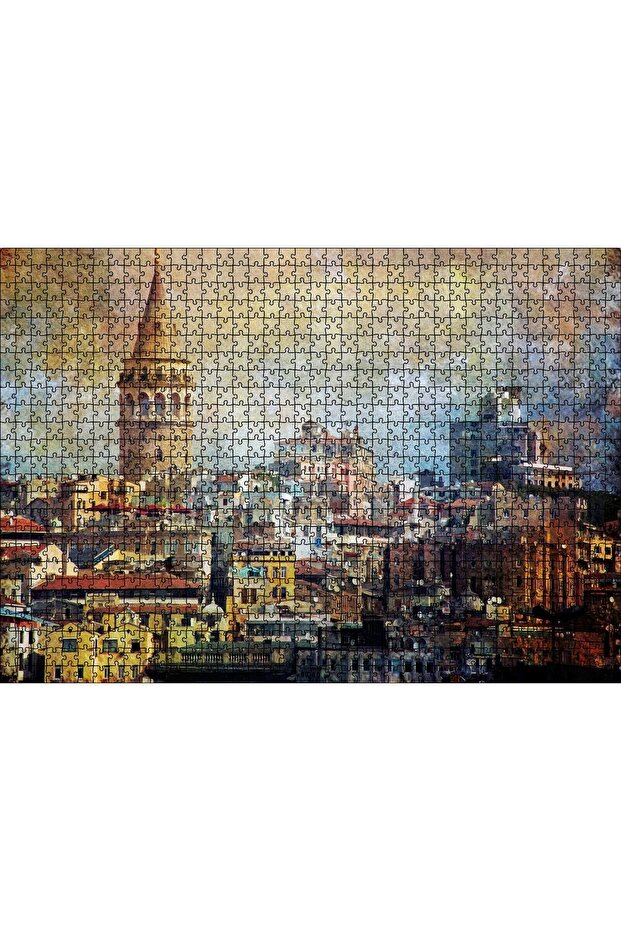 Cakasepetim Galata Tower's Artistic Visual 1000 Piece Puzzle Jigsaw Puzzle Mdf (Wood)