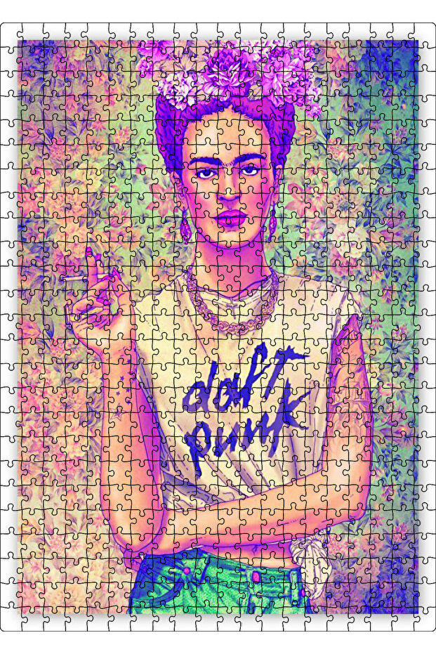 Cakasepetim Frida Kahlo Flower Background Drawing 500 Piece Puzzle Jigsaw Puzzle Mdf (Wood)