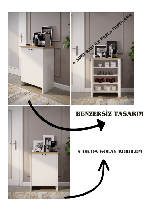 Barista Mini Kahve Köşesi Keyfi Çok Amaçlı Mutfak Dolabı - 3