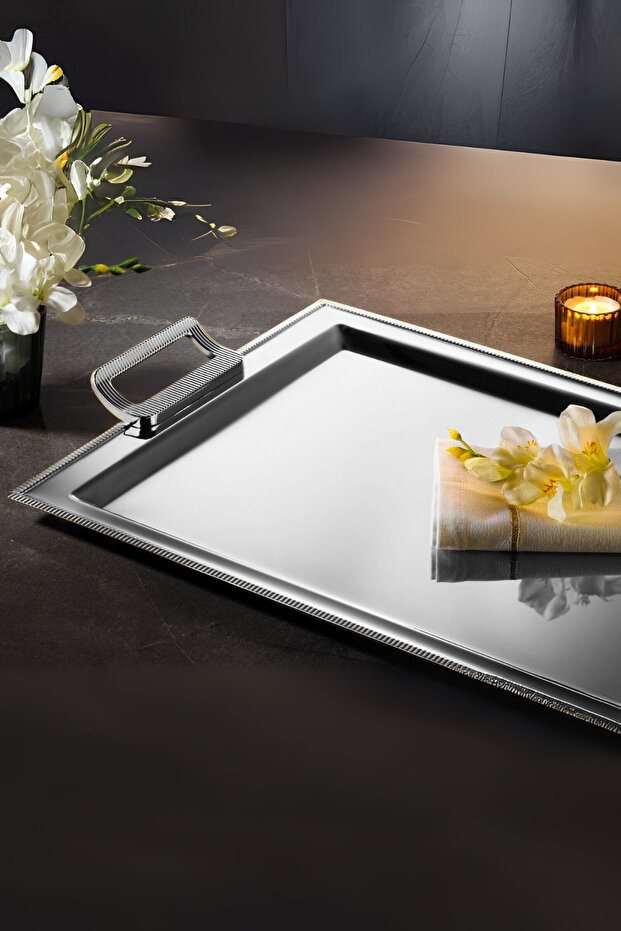 Mios 18/10 Stainless Steel Presentation Tray with Handles Promise Engagement Service Tea Tray