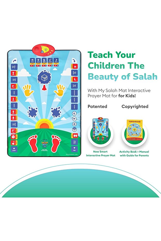 Interactive Muslim Prayer Rug with Speaker & 25 Touch Keys – Learn Surahs, Duas & Prayer