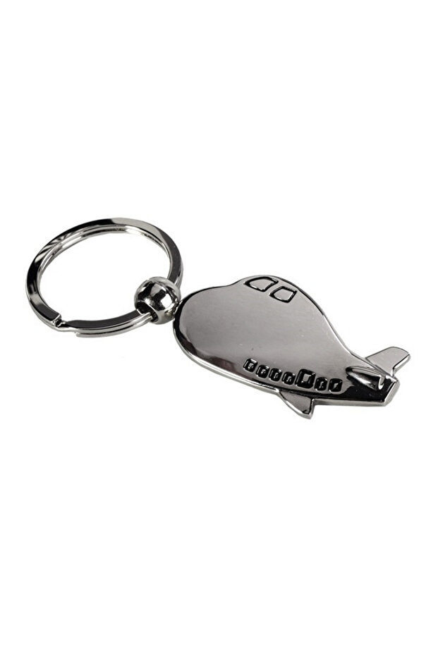 747 Special Design 3D Silver Airplane Metal Keychain