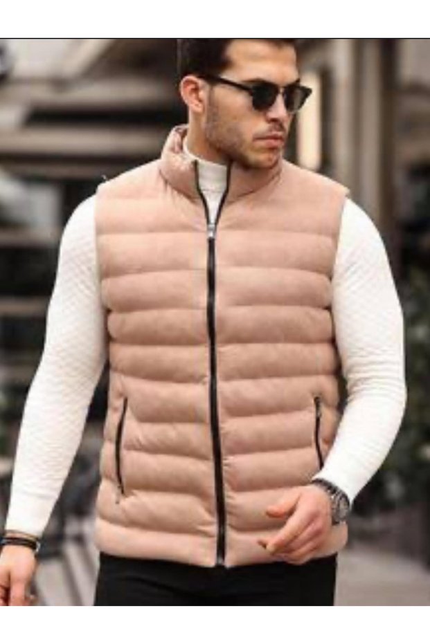 Men's Suede Puffer Vest – Winter Sports & Stylish Combination