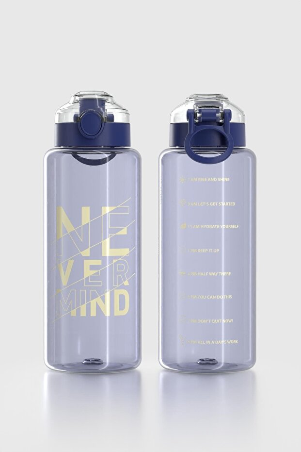 Saga Loop Text Patterned 1000 ml Tritan Flask 912138 Blue - 2