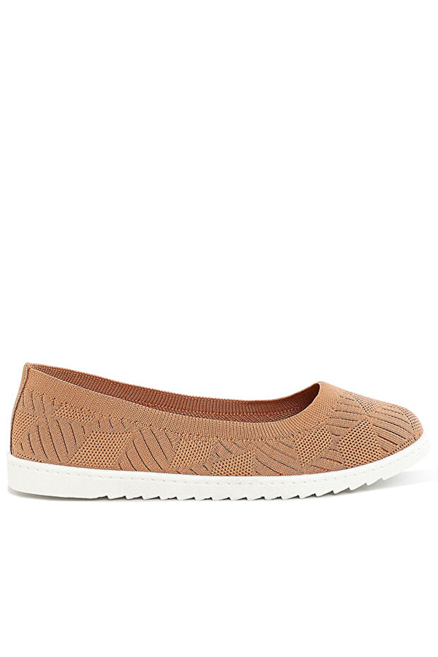 Women Knitted Flat Ballet Flats in Tan