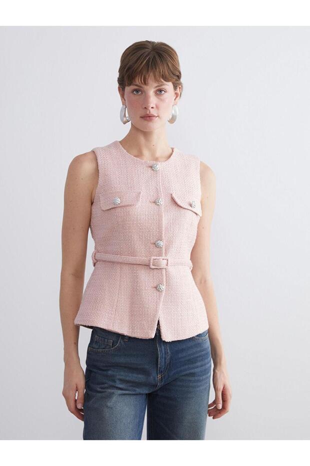 Crew Neck Women's Tweed Vest (W5)