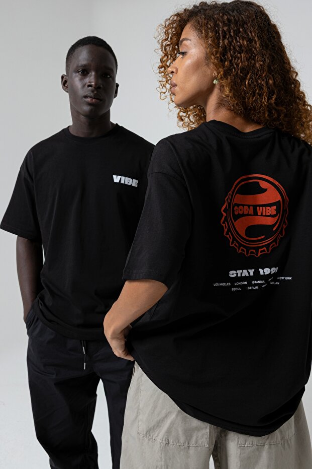 Soda Vibe Oversize Black T-Shirt