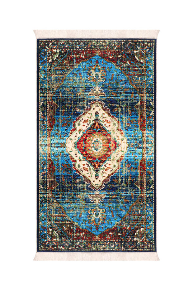 Mavi Süngerli Kadife Seccade - 1