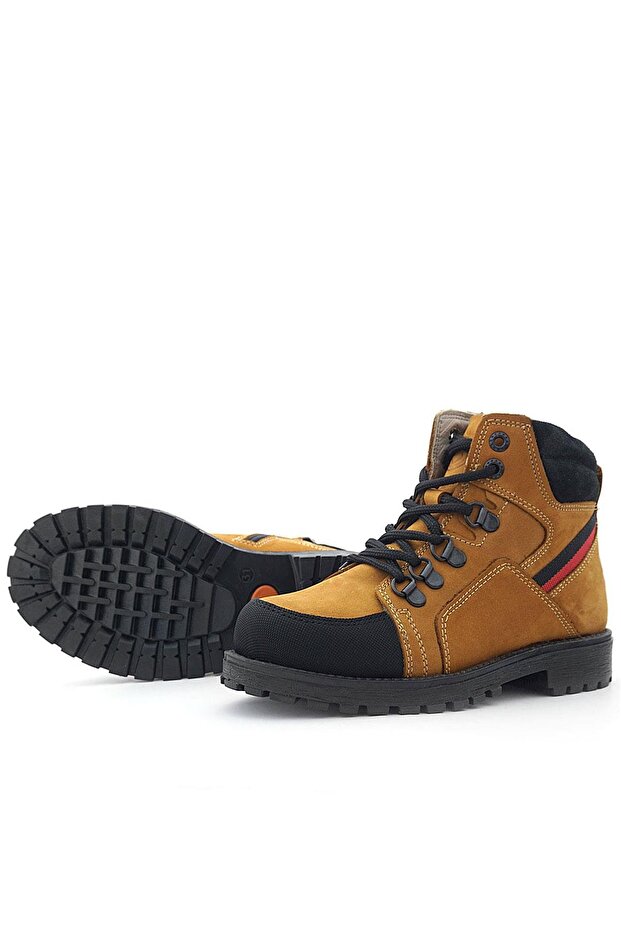 Hakiki Deri Sarı Bağcıklı Fermuarlı Çocuk Bot - 7