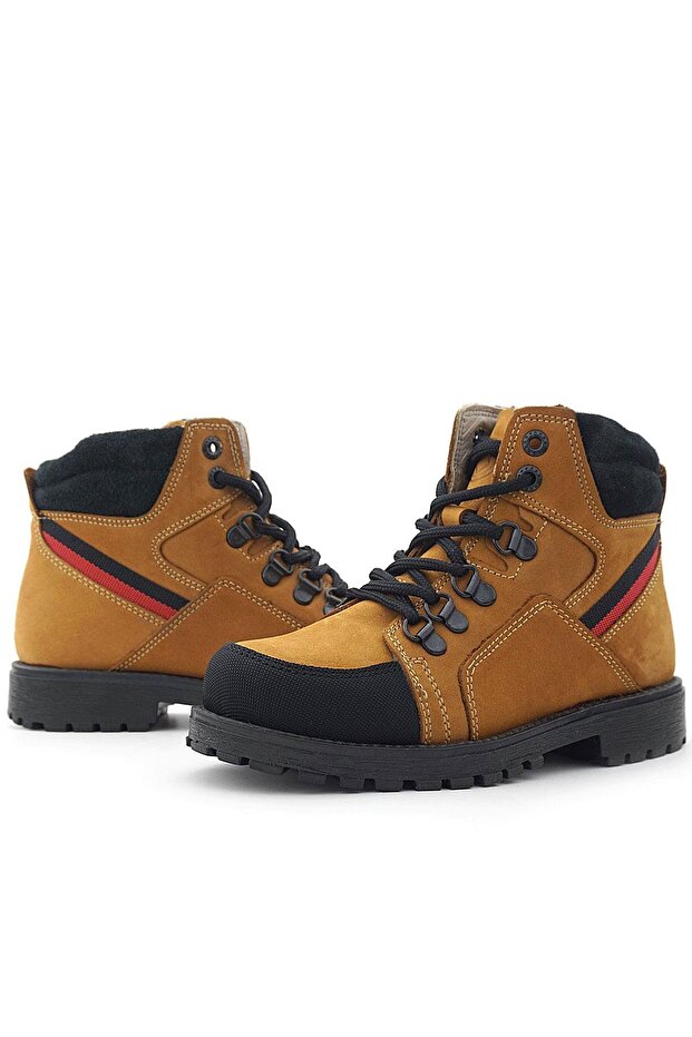 Hakiki Deri Sarı Bağcıklı Fermuarlı Çocuk Bot - 8