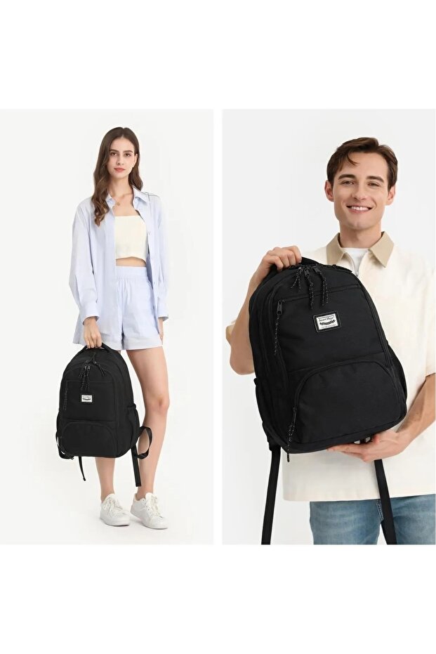 حقيبة ظهر مدرسية ذات سعة كبيرة مع جيوب جانبية - 7