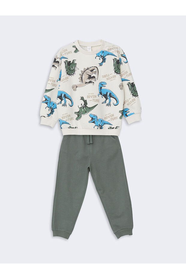 Lcw Baby Crew Neck Printed Baby Boy Sweatshirt and Sweatpants 2-Pack (W5)