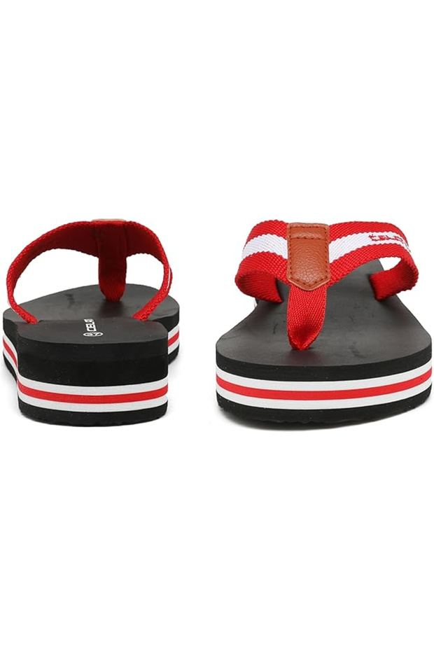Lightweight summer flip-flops with high soles, with toe separator, black with red, size 39 - 3