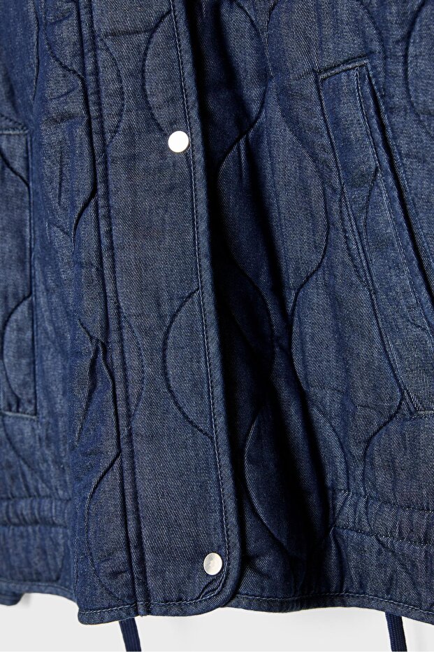 Kapitone Denim Ceket - 7