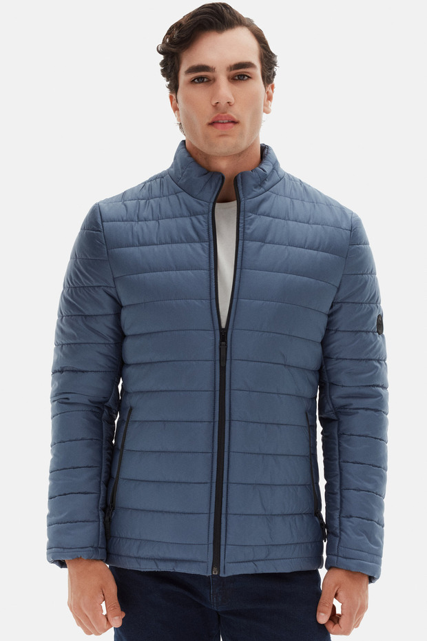 Ds Groom Slim Fit Blue Windproof Fiber Filled Inflatable Coat