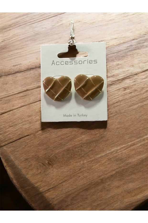 Urban Brown Heart Earrings - Valentine's Day Gift on February 14Th