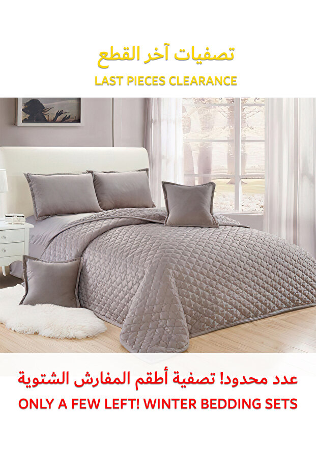 طقم لحاف مخملي ناعم، طقم سرير ناعم مكون من 6 قطع، مقاس كينج 220×240 سم