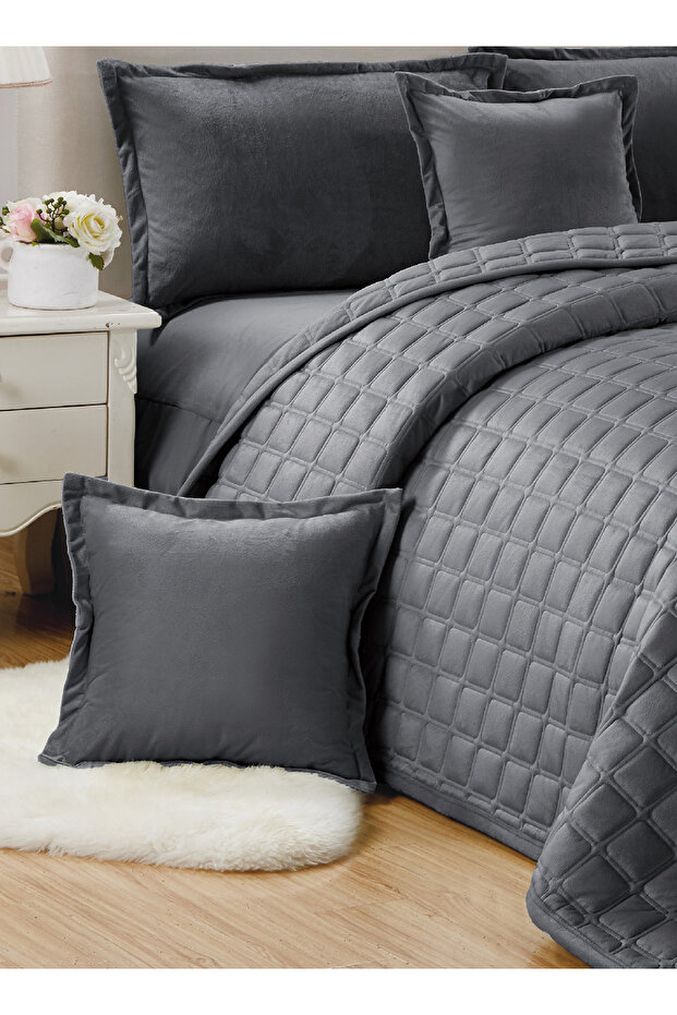 Soft Velvet Comforter set, 4 Pcs Soft Bedding Set, Single Size 160x210cm - 2