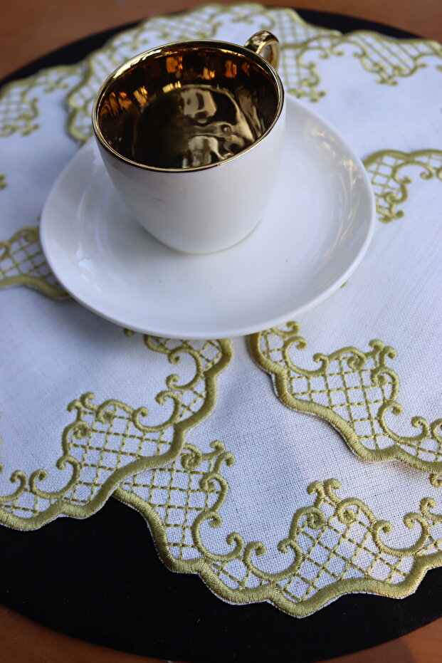 حامل أكواب مطرز بنقوش عثمانية - 2