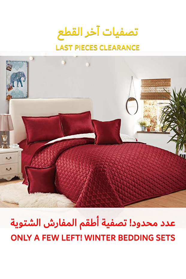 طقم لحاف مخملي ناعم، طقم سرير ناعم مكون من 6 قطع، مقاس كينج 220×240 سم