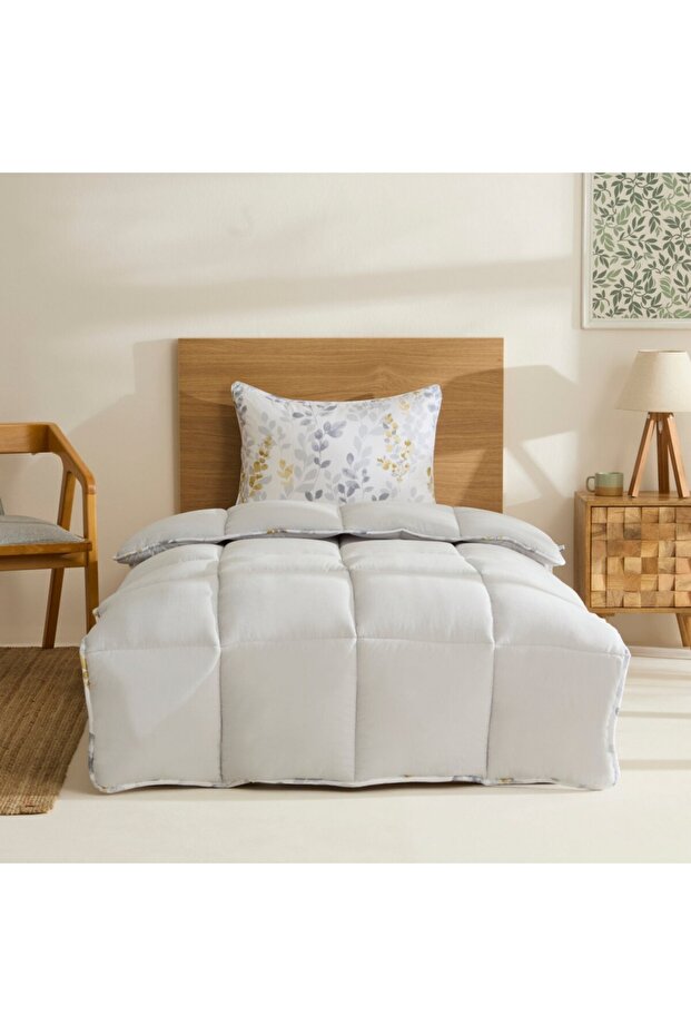 Leaf Graues Einzel Comforter Set 135x200+50x70 - 1