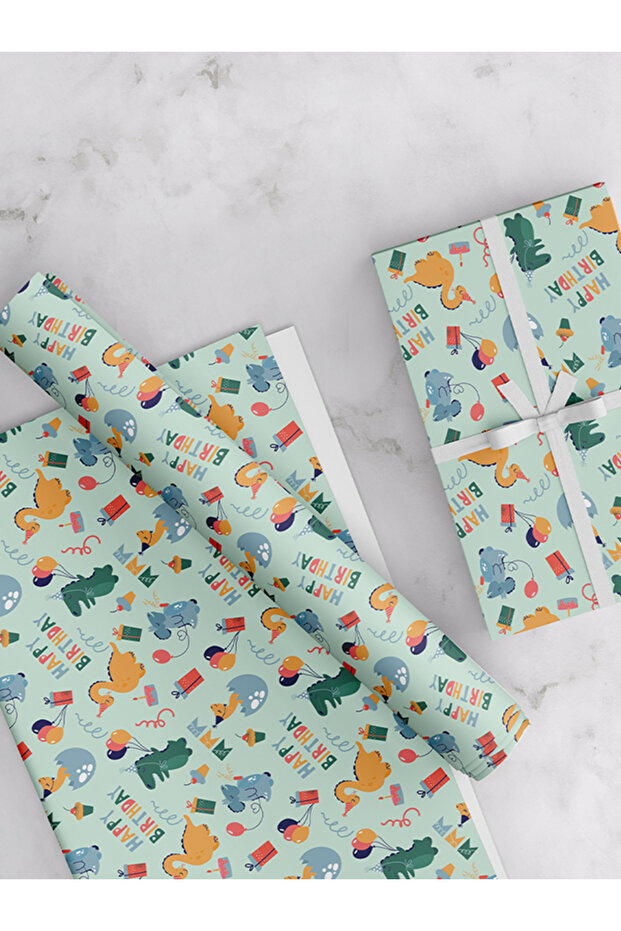 Dino Wrapping Paper, Green