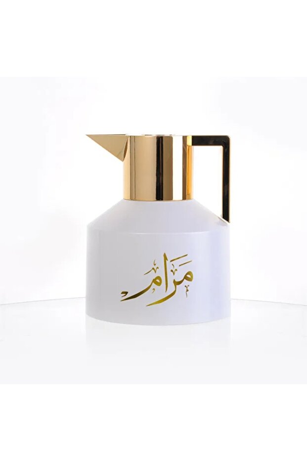 ترمس لامودا مرام سعة 1 لتر أبيض بغطاء ذهبي