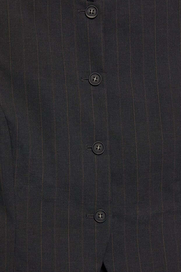 İnce çizgili uzun yelek - 3